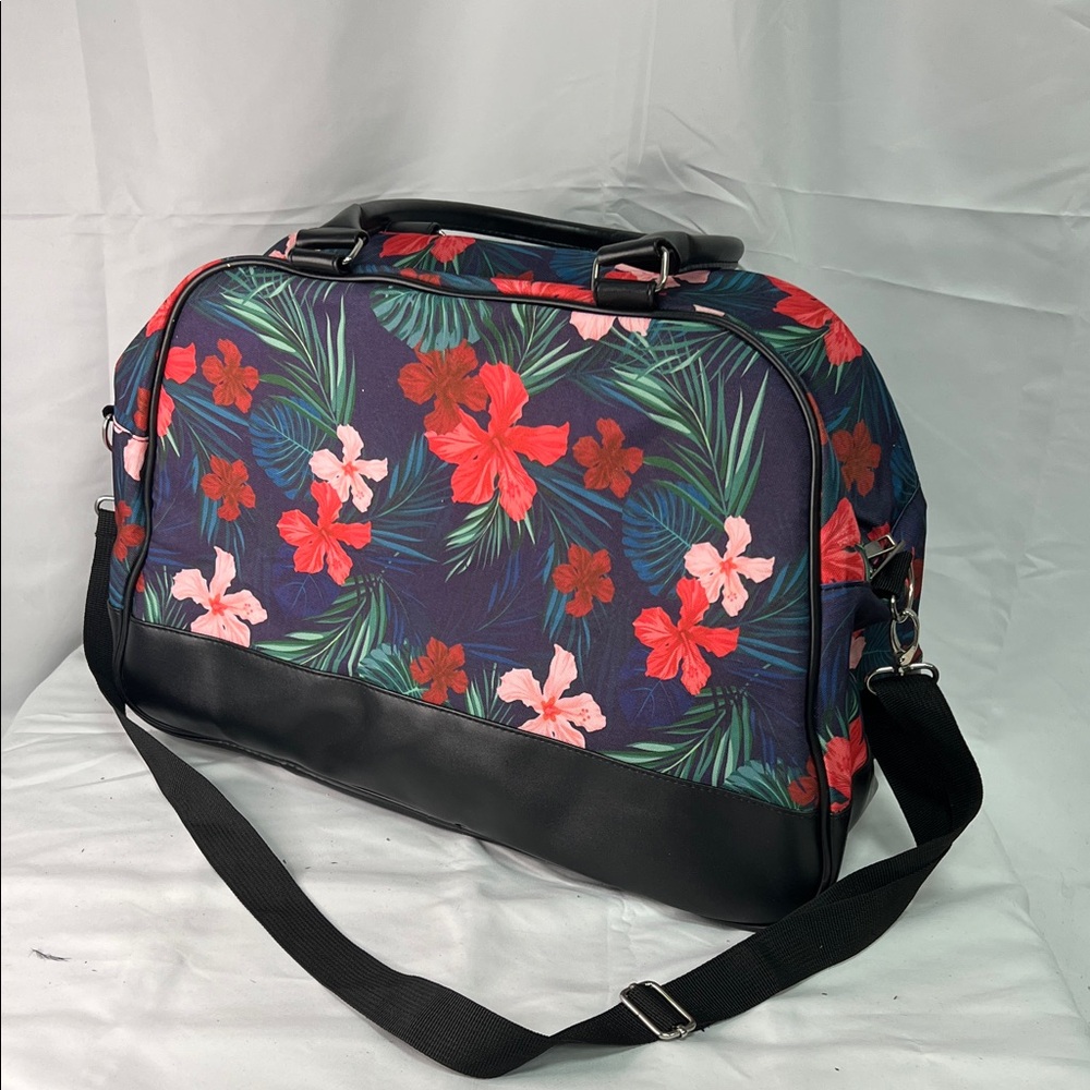 Floral Duffel Bag with Black Accents